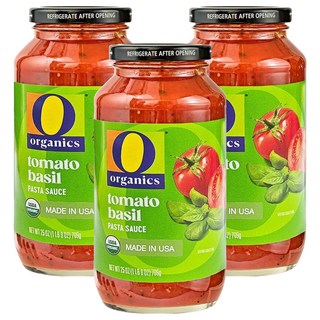 O organics 羅勒番茄義大利麵醬, 709g, 3個