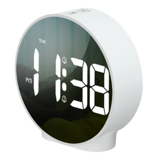 WE CHAMP LED 桌面小巧數字電子鬧鐘 - 白色，ABS材質，123*110*46mm