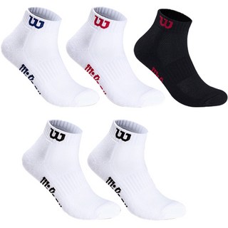 Wilson 男款運動緩震基本款Logo點綴短襪5雙組, MIX