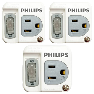 PHILIPS 飛利浦 節能開關1開1電腦壁插 CHP3010W/96, 56mm, 白色, 3個