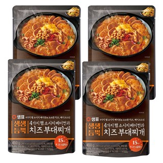 Sempio 膳府 鮮活滿滿 4種火腿香腸培根與起司部隊鍋調理包, 450g, 4包