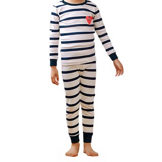 Maykids 兒童微笑愛心印花條紋睡衣組, 150號 (141-150 公分適用), 長袖上衣 + 長褲 1入, 100%棉, 混色