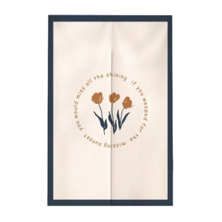 小清新造型門簾 附伸縮桿, 花朵 白色