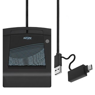 INTOPIC 廣鼎 晶片讀卡器 CR-38 USB & Type-C 二合一接頭設計 支援Windows / Mac / Linux, 黑, 1入
