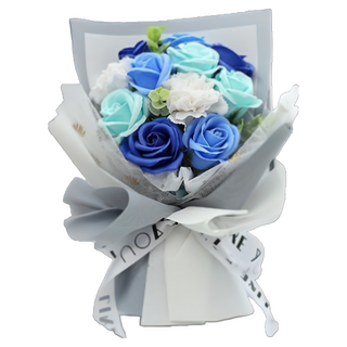 玫瑰香皂花束 仿真花 畢業禮物 送禮 祝賀 家居裝飾, 1件, 藍