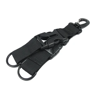 捷華 可拆卸戰術雙D環扣，多功能戶外裝備，登山攀岩配件，堅固耐用，快速連接，輕量化設計, 1入, 19cm x 3cm, 單色