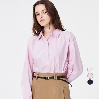 ELLE PARIS 여성용 라글란 슬리브 핀턱 코튼 블라우스