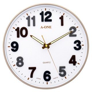 A-ONE 金吉星 超靜音3D立體數字掛壁時鐘 台灣製造, 白色 + 金色