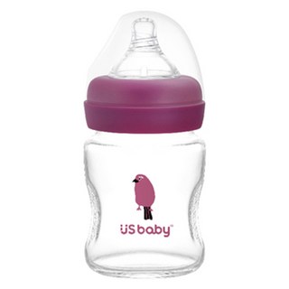 US baby 優生 真母感玻璃奶瓶 寬口徑, 耐冷耐熱 瓶身弧形設計, 朱雀, 120ml, 1個