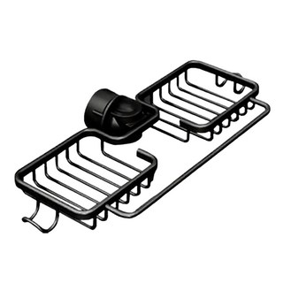 ANTIAN 不鏽鋼廚房水龍頭置物架 抹布海綿瀝水掛籃 收納架, 黑色, 1個