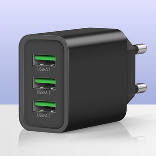 홈플래닛 18W 3포트 USB 멀티 충전기 어댑터, 블랙, 1개