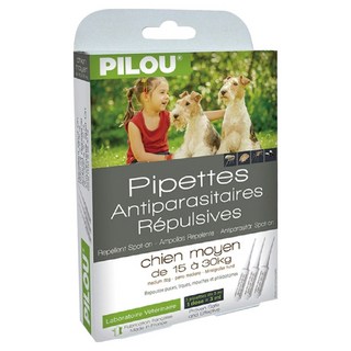 Pilou 皮樂 2.0升級版 非藥用除蚤蝨防蚊滴劑 中型犬用 Set 3 - 法國原裝進口，適用於15~30kg中型犬，溫和不刺激，無臭無味, 3ml, 1盒