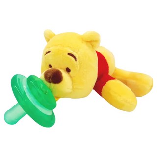 nookums 迪士尼系列 寶寶可愛造型安撫奶嘴/玩偶, 附贈仿母乳實感型奶嘴, 多功能矽膠套環, 1歲以上, 小熊維尼, 1個