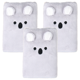 珊瑚絨毛巾 30 x 80cm, 灰色無尾熊, 3入