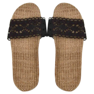 TAY SONG 太松 淡雅編織室內蓆拖鞋, 黑色, 1雙