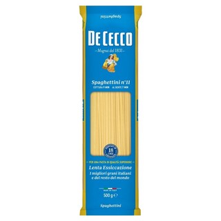 DE CECCO 得科 圓麵條 NO.11 嚴選杜蘭小麥製成 口感彈牙有嚼勁不易斷裂, 500g, 1包