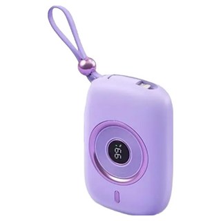 HANG 自帶線行動電源 Type-C孔 36W最大輸出功率 LED電量顯示 10000mAh, PD9, 紫色