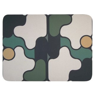 幾何拼接瞬硅藻土腳踏軟地墊, 30 x 40cm, 墨玉綠, 1個