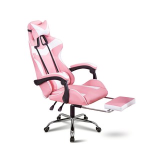 C-FLY 極速電競皮椅 升級擱腳抬 粉白 舒適人造皮革 學生辦公椅, 1個