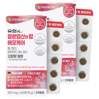 유한메디카 철분 엽산 엔 탑 헤모케어 18g, 60정, 2개