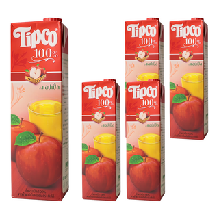 Tipco 泰可 100%蘋果汁, 1L, 5瓶