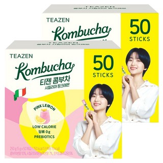 TEAZEN 茶禪 康普茶沖泡飲 西西里粉紅檸檬口味, 5g, 50條, 2盒