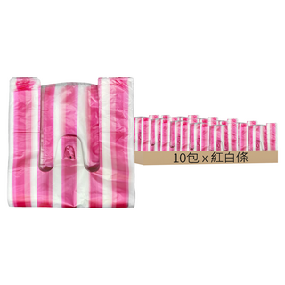 金牌 背心袋 6兩袋 34.2 x 17cm 紅白條 6.5兩重, 10包