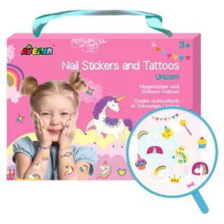 AVEnIR 美甲&紋身貼紙 Set 260+貼紙 防水不易掉, 獨角獸, 1組