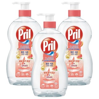 프릴 맑은 식초 주방세제 산뜻한 자몽향, 700ml, 3개