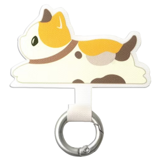 ekax 玩趣造型手機掛繩夾片 聚酯纖維 五金, 趴趴三花喵 白色, 1個