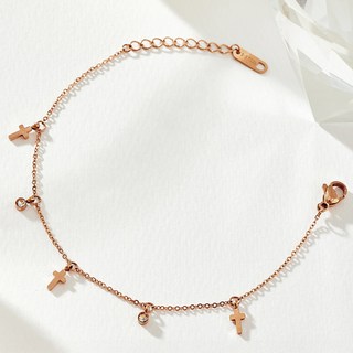 noid-b 女款醫療鋼迷你十字架方晶鋯石鍊式手鍊