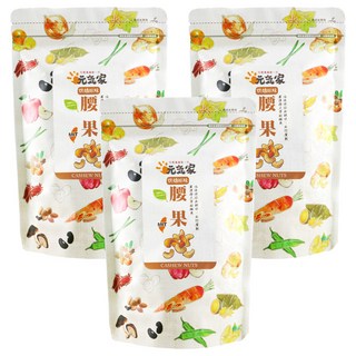 元氣家 烘焙原味腰果 低溫烘焙 無添加糖, 200g, 3包