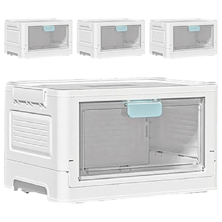 免安裝摺疊收納箱，適用於廚房、臥室、書房、陽台和浴室, 小(38 x 28 x 23cm), 天空藍, 4個