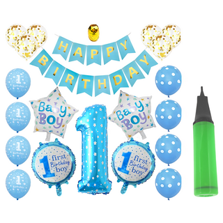 WIDE VIEW 金色亮片週歲生日派對氣球 附打氣筒 立體氣球 派對佈置簡單易用, 多色, 1組