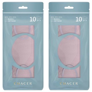CHACER 佳和口罩 4D立體醫用口罩 大童用 KF94, 櫻落雪粉, 2袋, 10片