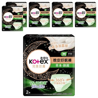 Kotex 靠得住 抑菌好眠褲 褲型衛生棉, M(腰圍22~34吋), 2件, 6包