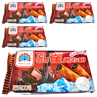 孔雀 捲心餅 巧克力風味 涮嘴好吃, 63g, 4包