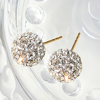 noid-b 女性用 14K GF 黃金 水鑽 鏡面球 針式 耳環 8mm