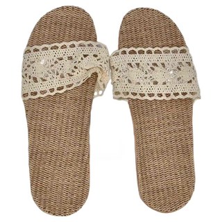 淡雅編織室內蓆拖鞋, 25cm, 白色, 1雙