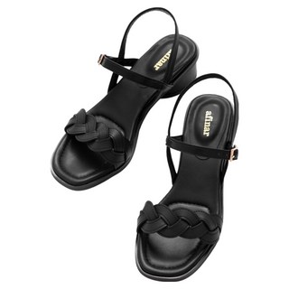 afinar 編織前繫帶涼鞋, 245, 黑色的