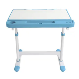 E-home DODO朵朵置物槽 附燈及書架 超值兒童升降成長桌, MDF材質 防潑水易清潔, 藍色, 66.4 x 49 x 54~76cm