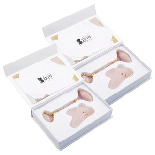 BEAUTYOUNG 妝漾 冰晶玉石禮盒 天然粉晶玉石 臉部按摩工具套裝, A337, 2盒