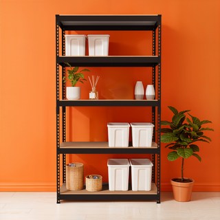 스피드랙 국내 제조 무볼트 조립식 철제 앵글 선반, 블랙, 5단