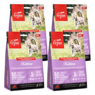 Orijen 歐睿健 台灣公司貨 幼貓 無穀配方 乾飼料, 野牧鮮雞, 340g, 1包, 鮮雞, 4袋
