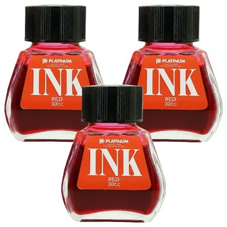 PLATINUM 白金牌 鋼筆專用墨水 INK-400 30ml, 紅色, 3罐