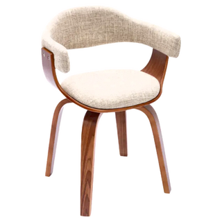 E-home Nina妮娜布面曲木可旋轉休閒餐椅, 360度旋轉, 奶油色, 1個