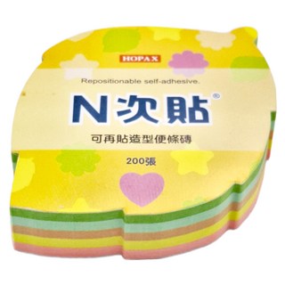 N次貼 造型便條磚, 200張, 可再貼, 樹葉混款5色, 6組