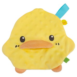 PiYOPiYO 黃色小鴨 逗趣喳喳安撫巾, 柔軟安撫, 激發聽覺與觸覺, 可愛小鴨造型, 20 x 18cm, 黃色, 1條