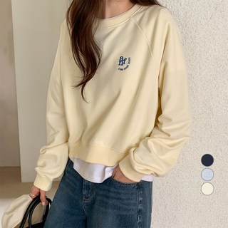 afinar 圖案插肩袖短版大學T