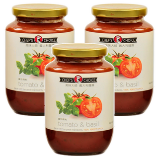 CHEF'S CHOICE 美味大師 義大利麵醬 蕃茄羅勒 新鮮原料, 470g, 3罐